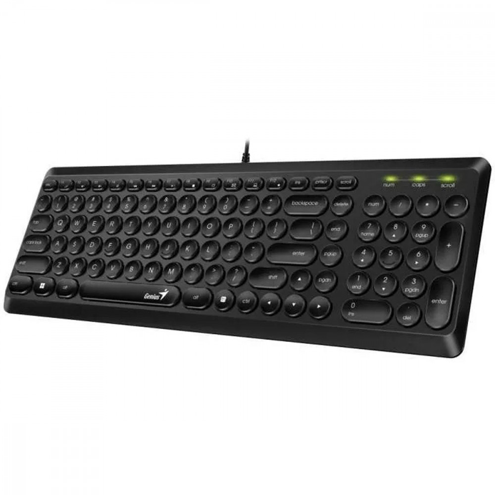 TECLADO GENIUS SLIMSTAR Q200 USB NEGRO STYLISH ROUND MULTIMEDIA