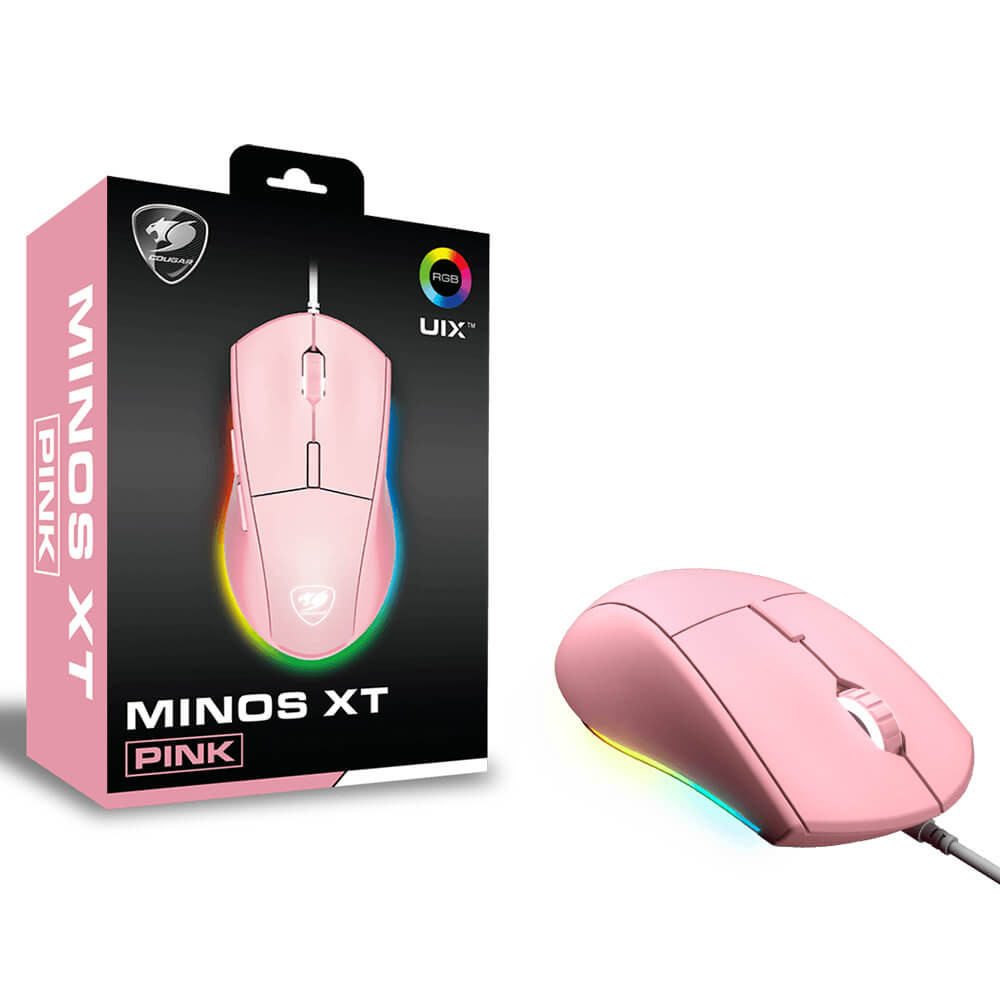 MOUSE COUGAR MINOS XT RGB USB ROSADO 4000DPI 6BOT SENSOR ADNS-3050