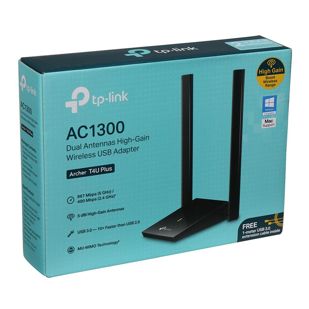 ADAPTADOR TP-LINK ARCHER T4U PLUS AC1300 DUAL BAND WIRELESS 867+400 Mbps
