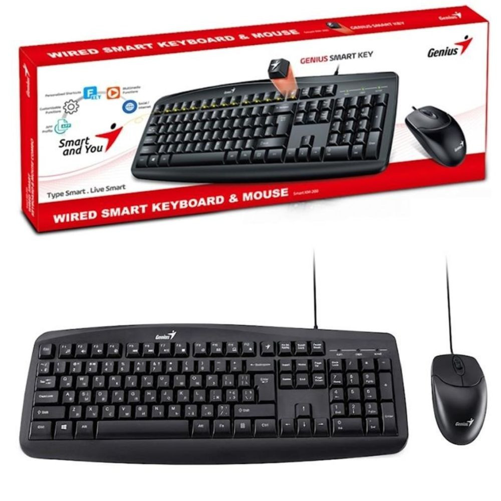 COMBO TECLADO Y MOUSE GENIUS SMART KM-200 USB NEGRO DESKTOP KIT