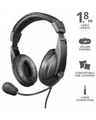 HEADSET TRUST QUASAR NEGRO 3.5MM + ADAPT + VOLUMEN