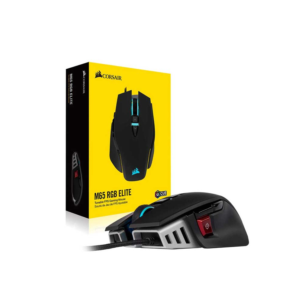 MOUSE CORSAIR M65 RGB ELITE NEGRO USB CUE 18000DPI AMBIDIESTRO