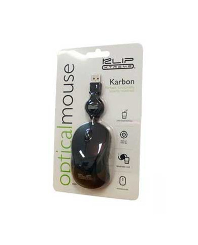 MOUSE KLIPX KMO-113 NEGRO RETRACTIL