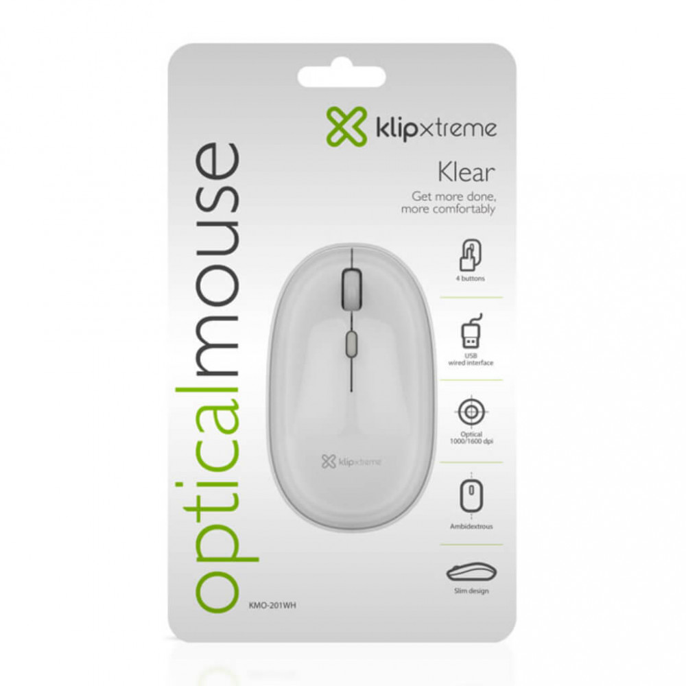 MOUSE KLIPX KMO-201WH USB BLANCO