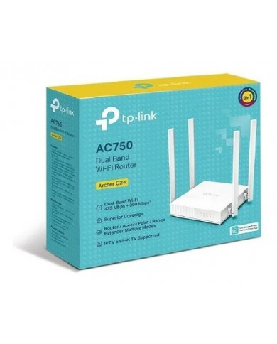 ROUTER TP-LINK AC750 ARCHER C24 433+300 Mbps DUAL BAND AP/EXT/REPETIDOR IPTV TV4K
