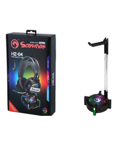 SOPORTE MARVO HZ-04 RGB P/HEADPHONE USB2.0