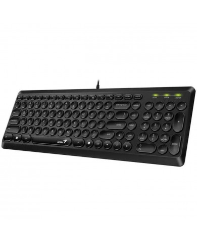 TECLADO GENIUS SLIMSTAR Q200 USB NEGRO STYLISH ROUND MULTIMEDIA