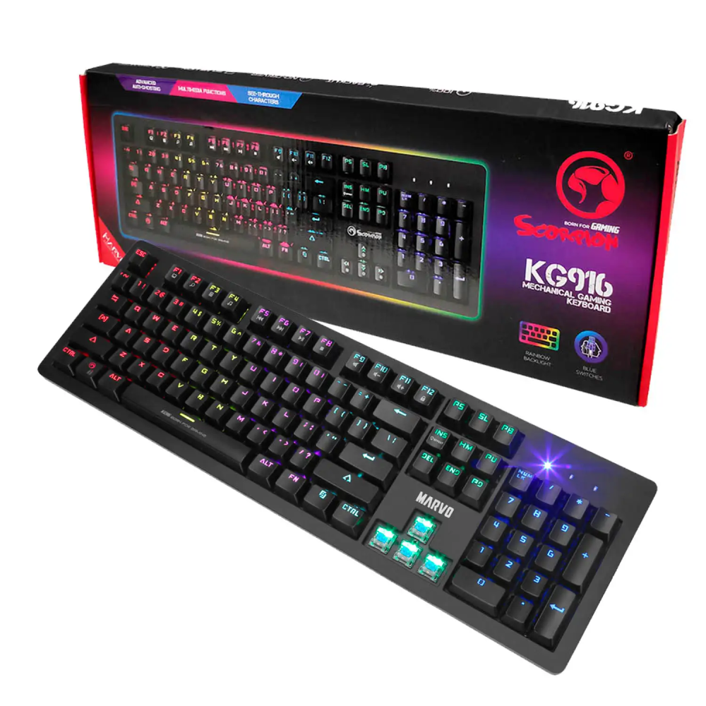 TECLADO MARVO KG916 MECANICO RAINBOW ANTI-GHOSTING