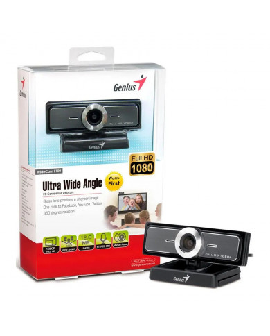 WEBCAM GENIUS F100 12MP WIDE_120_GRADOS FHD 1080p 30FPS USB NEGRA
