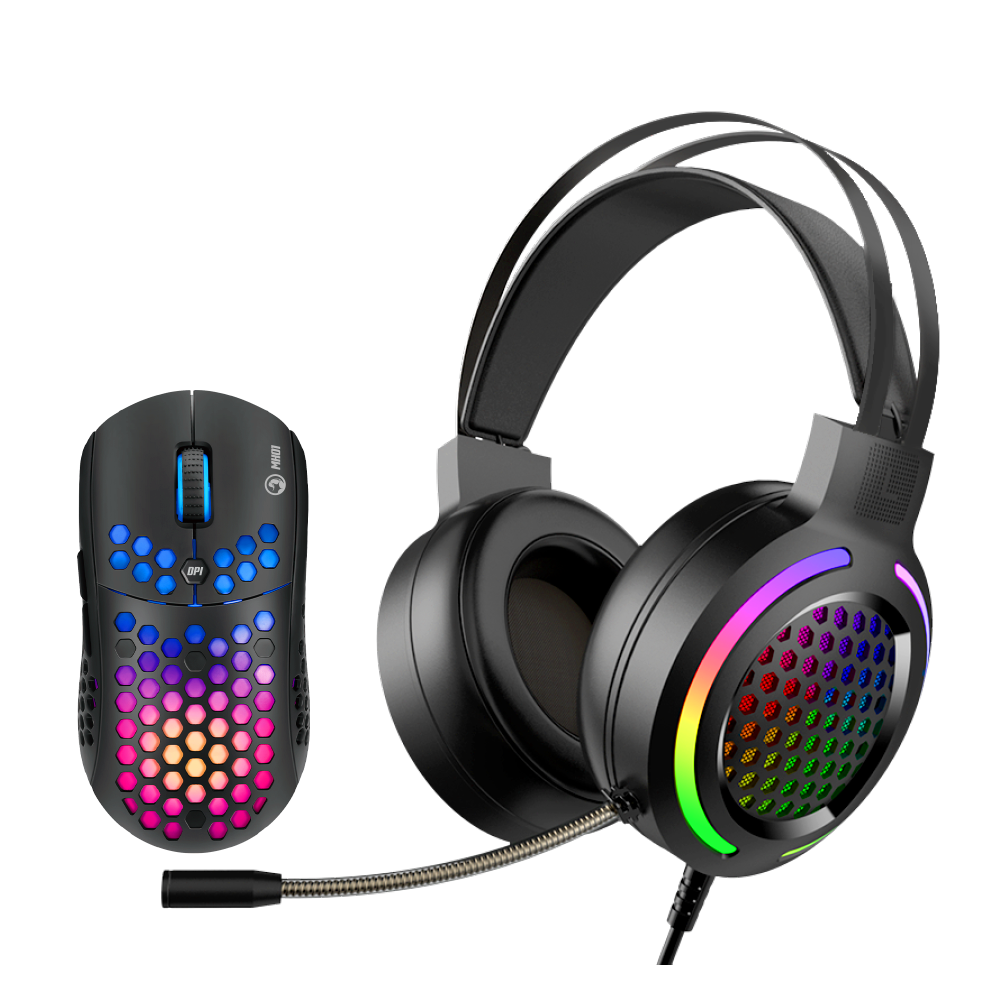 HEADSET + MOUSE MARVO MH01BK RGB RAINBOW