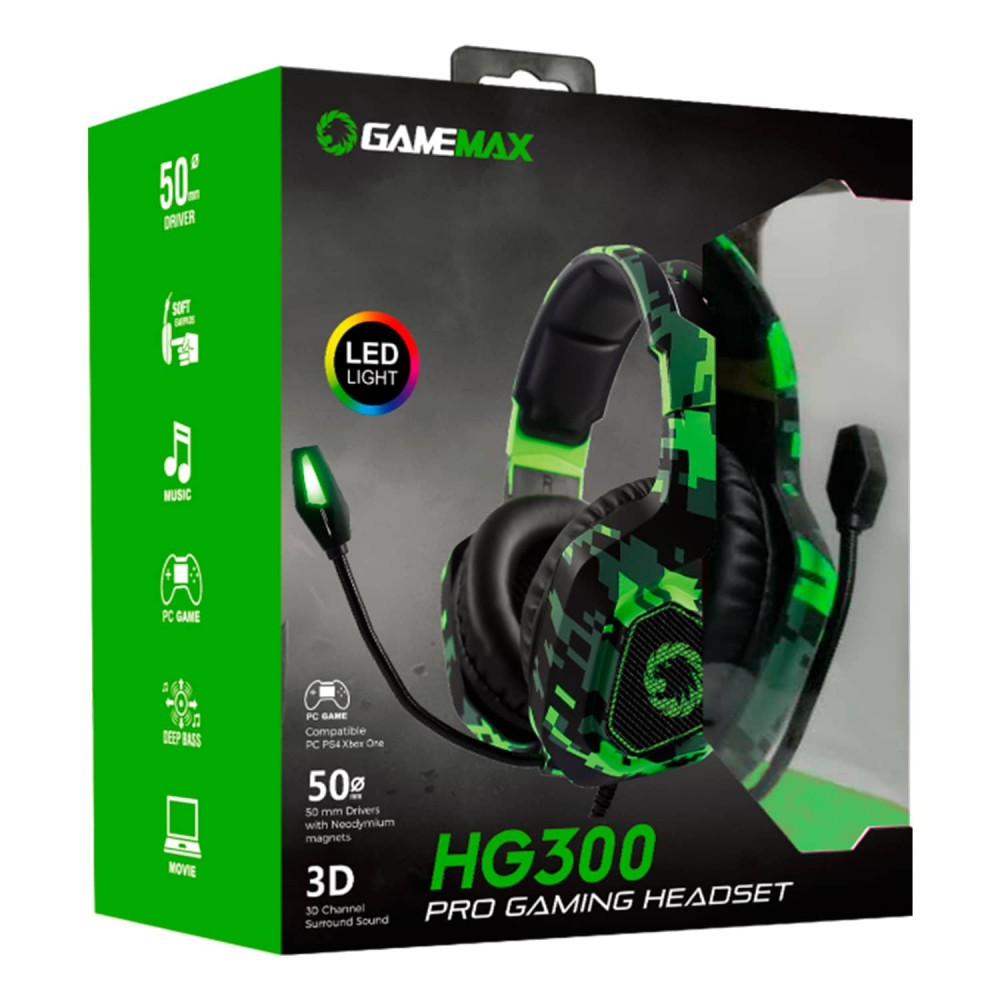 HEADSET GAMEMAX HG300 LED CAMUFLAJE 3D SORROUND HEADSET GAMEMAX HG300 LED CAMUFLAJE 3D SORROUND
