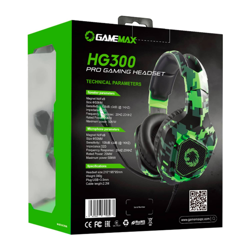 HEADSET GAMEMAX HG300 LED CAMUFLAJE 3D SORROUND HEADSET GAMEMAX HG300 LED CAMUFLAJE 3D SORROUND
