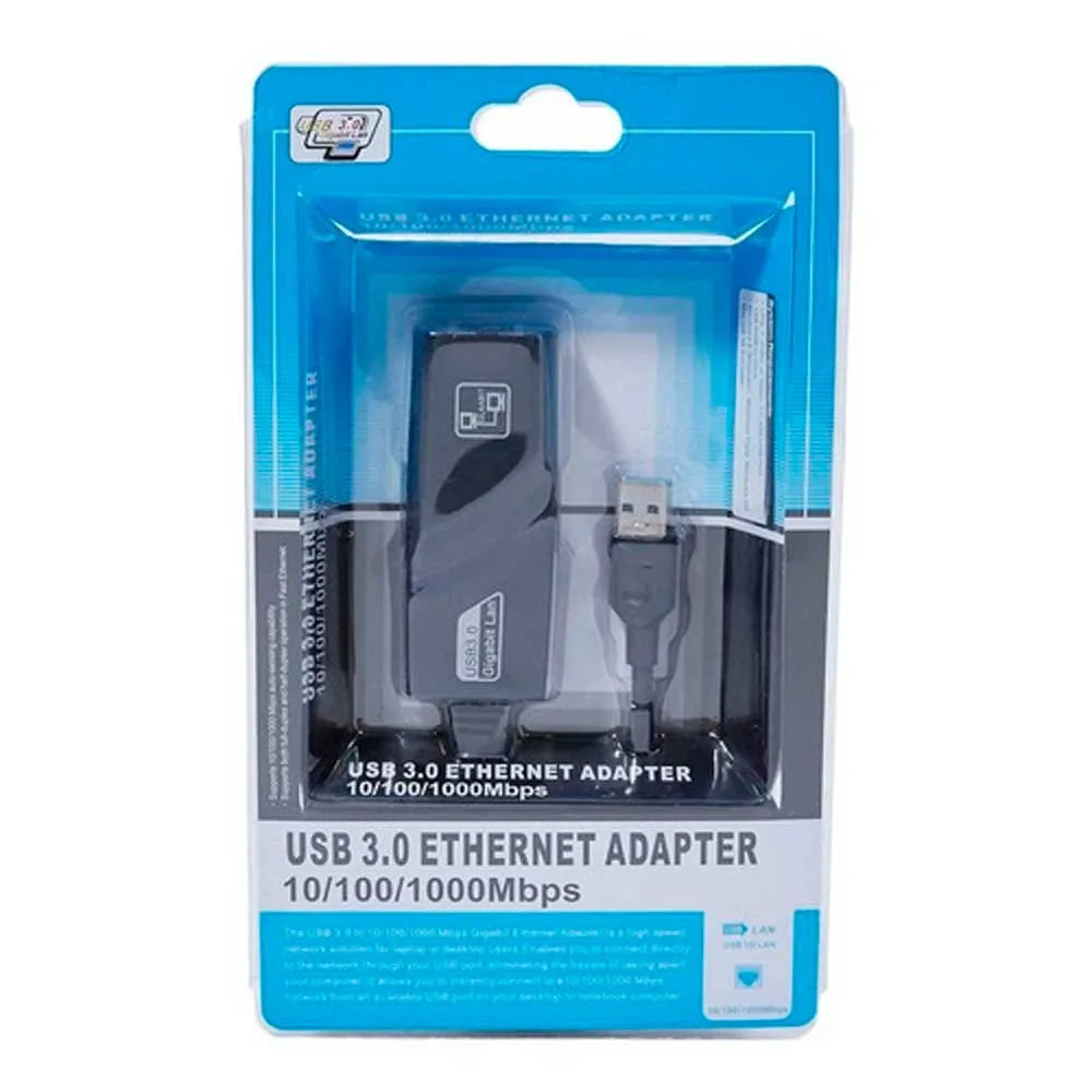 ADAPTADOR USB3.0 A LAN GIGABIT 10/100/1000MBPS NEGRO