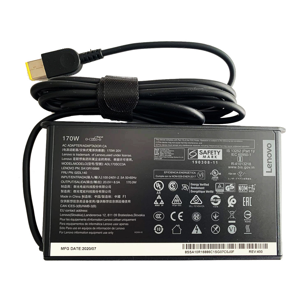 CARGADOR LENOVO 20V 8.5A 170W PUNTA USB AMARILLA - 100% ORIGINAL