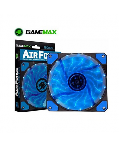 VENTILADOR GAMEMAX GMX-AF12B AZUL 120MM ASPAS CURVADAS