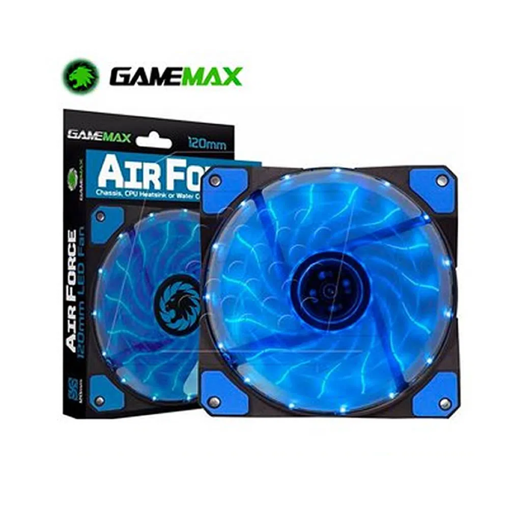 VENTILADOR GAMEMAX GMX-AF12B AZUL 120MM ASPAS CURVADAS