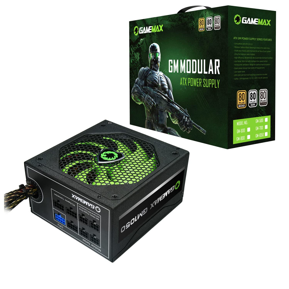FUENTE DE PODER GAMEMAX GM-1050 80P BRONZE NEGRA APFC