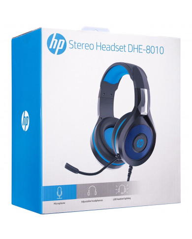 HEADSET HP DHE-8010 USB+3.5 mm LED AZUL
