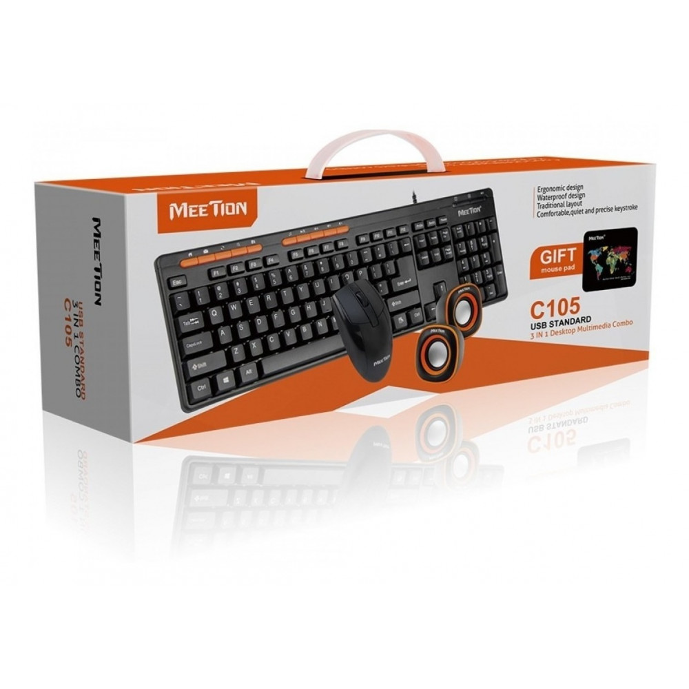 DESKTOP KIT MEETION MT-C105 3-1 USB TEC+MOU+PARLANTES+PAD