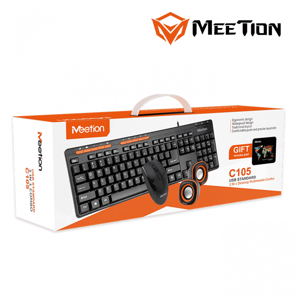 DESKTOP KIT MEETION MT-C105 3-1 USB TEC+MOU+PARLANTES+PAD