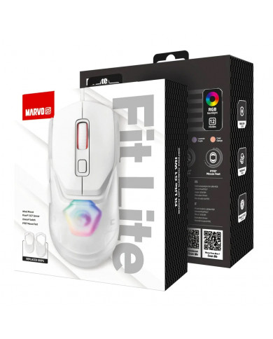 MOUSE MARVO FIT LITE G1 WH USB MECH BLANCO RGB BACKLIGHT 7-BOT 12000DPU