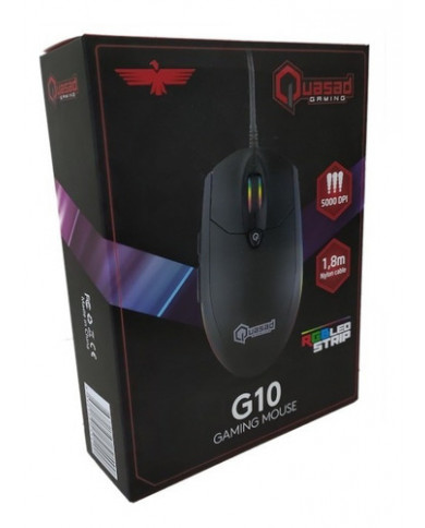 MOUSE QUASAD QM-G10 USB NEGRO REG LED STRIP