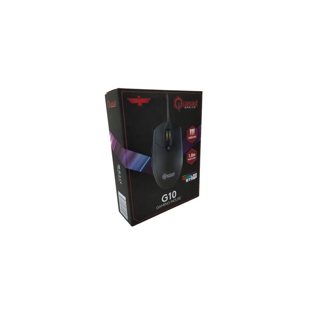 MOUSE QUASAD QM-G10 USB NEGRO REG LED STRIP