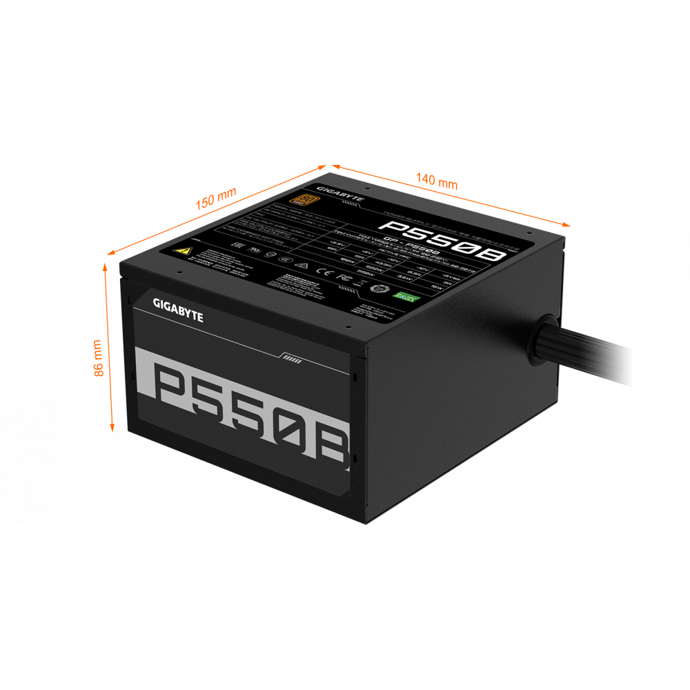 FUENTE DE PODER GIGABYTE 550W P550B 80P BRONZE 120MM SILENT FLAT / GP-P550B