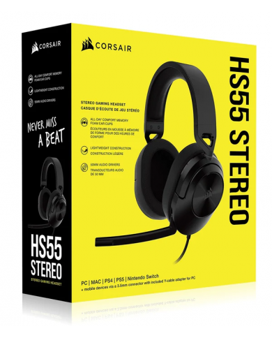 HEADSET CORSAIR HS55 GAMING STEREO 50MM 3.5MM
