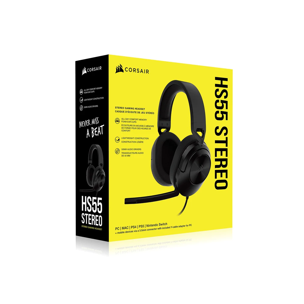 HEADSET CORSAIR HS55 GAMING STEREO 50MM 3.5MM