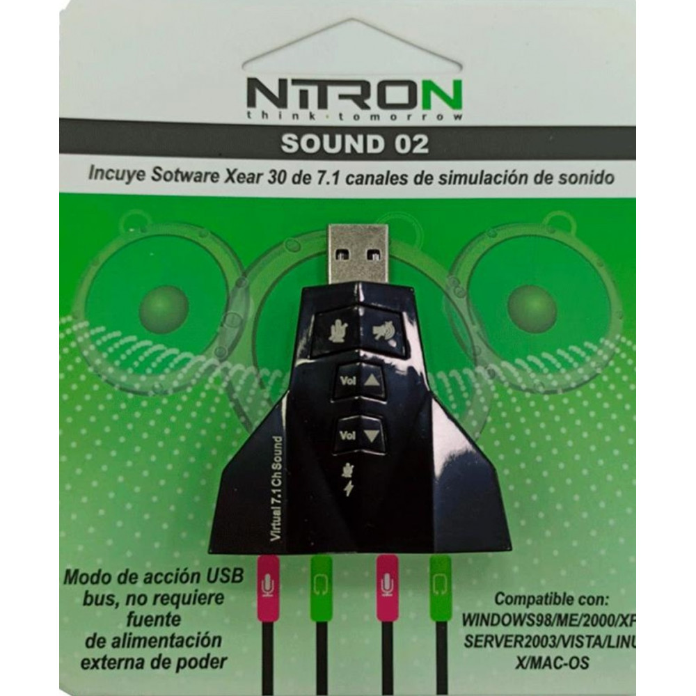 ADAPTADOR DE SONIDO NITRON SOUND 02 7.1 CANALES