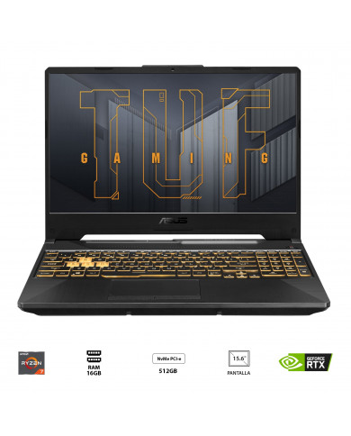 LAPTOP GAMER ASUS TUF FA506ICB-HN123/RYZEN 5-4600H/16GB RAM/512GB PCIE SOLIDO/4GB RTX3050/15,6" FHD WV
