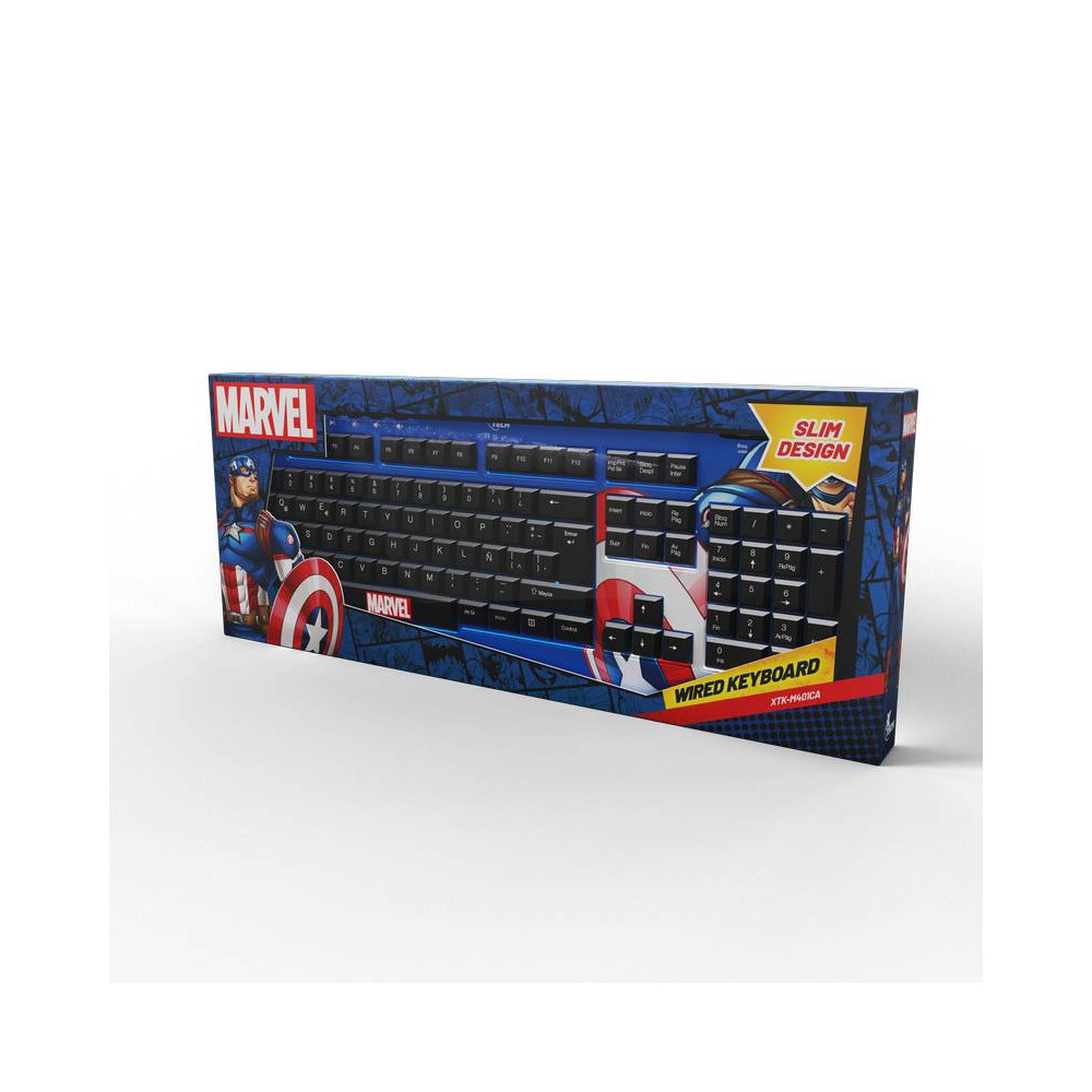 TECLADO XTECH XTK-M401CA USB SLIM CAPITAN AMERICA MARVEL