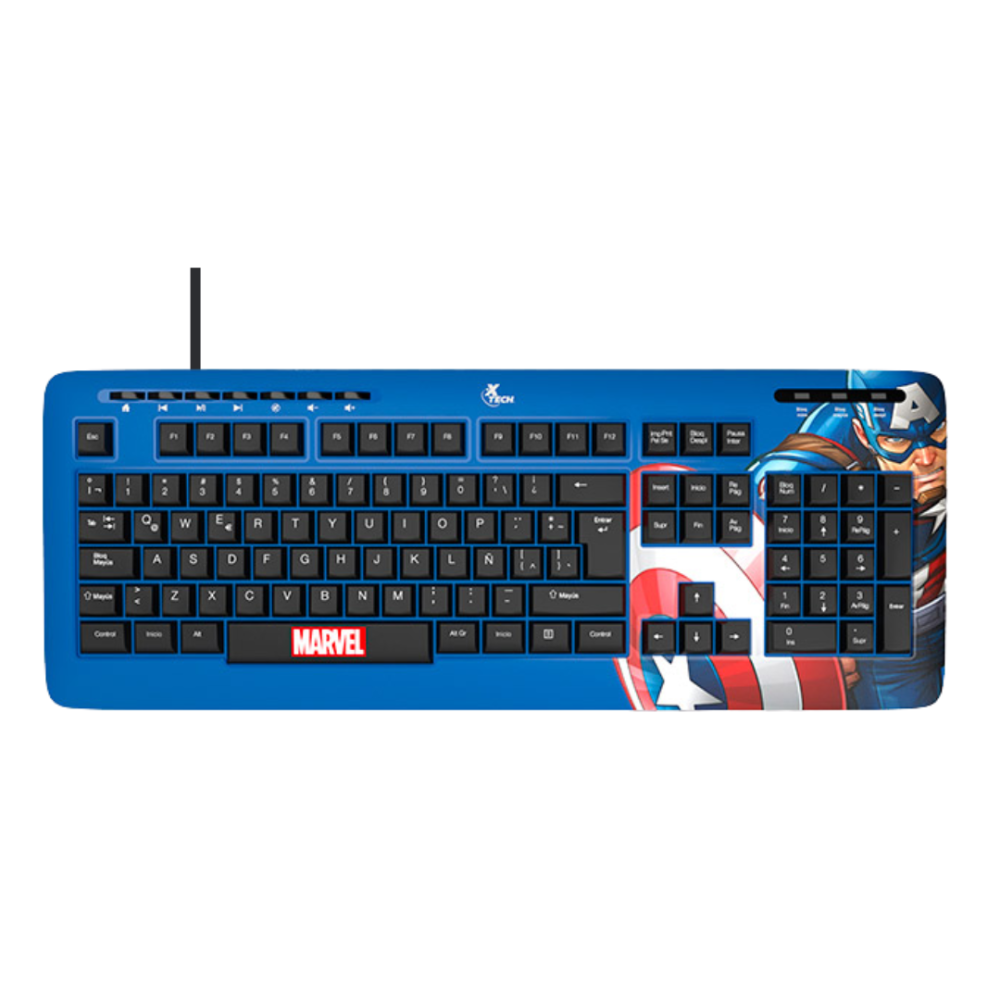 TECLADO XTECH XTK-M401CA USB SLIM CAPITAN AMERICA MARVEL