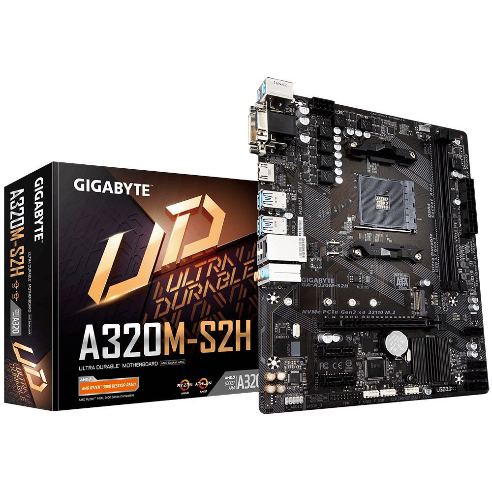 MAINBOARD GIGABYTE A320M-S2H AM4 RYZEN 3000 2DDR4 USB3.1 ULTRA DURABLE