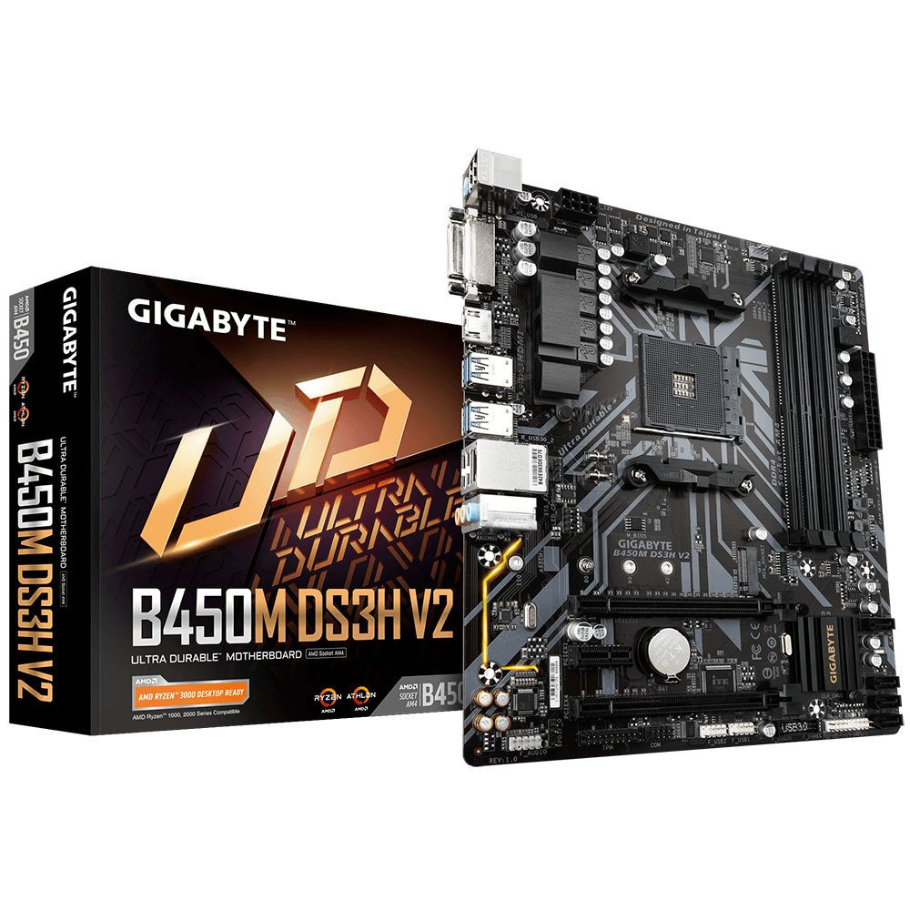 MAINBOARD GIGABYTE B450M DS3H V2 AM4 RYZEN 3000 4DDR4 USB3.1