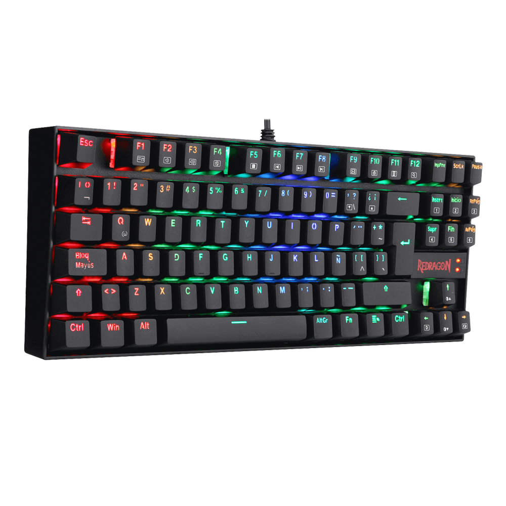 TECLADO REDRAGON KUMARA K552W-KR RGB MECANICO RAINBOW NEGRO RED-SWITCH