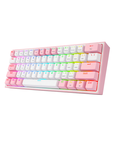 TECLADO REDRAGON FIZZ PRO K616-RGB MECANICO BLANCO/ROSADO RED-SWITCH