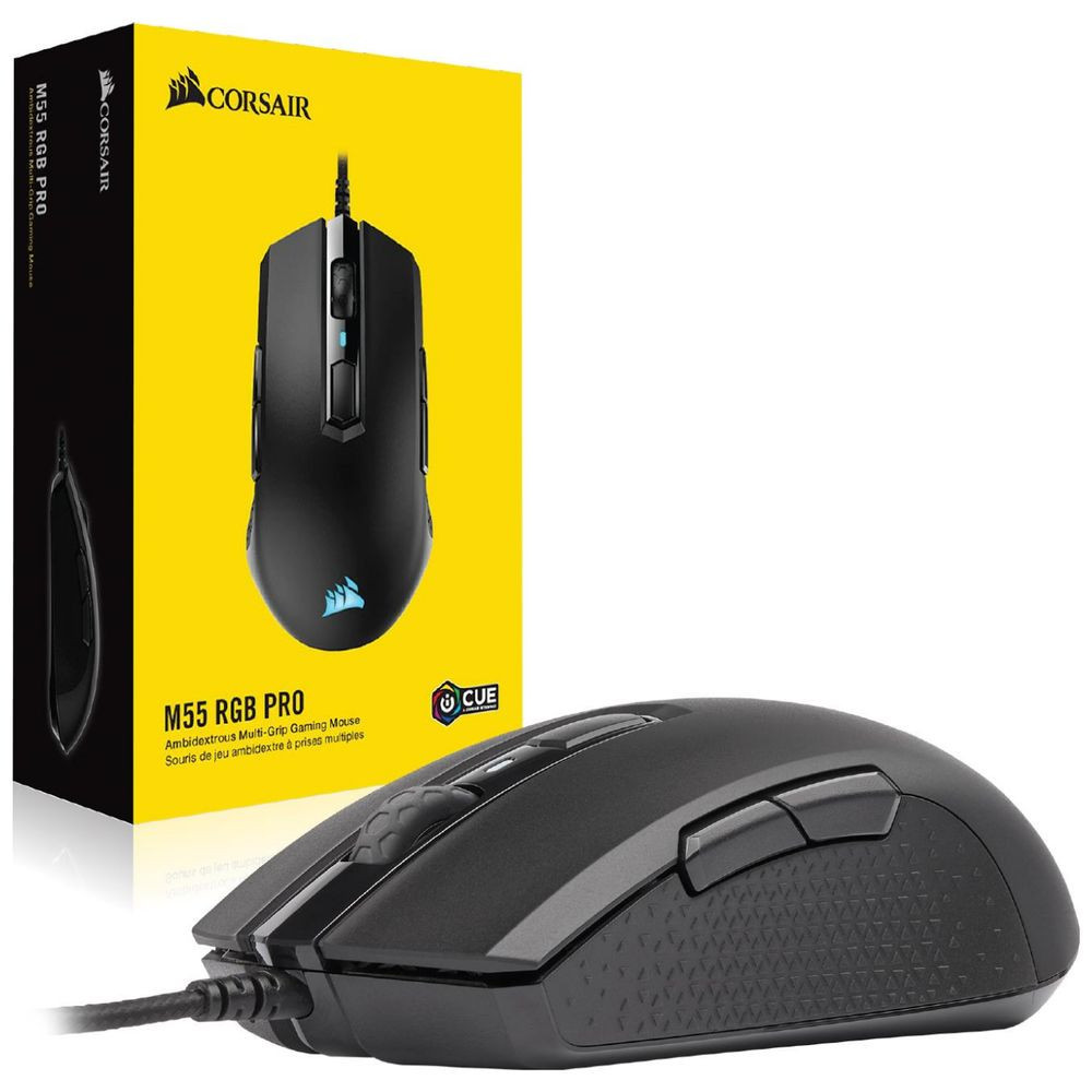 MOUSE CORSAIR M55 RGB PRO NEGRO USB CUE CH-9308011 AMBIDIESTRO 12400DPI