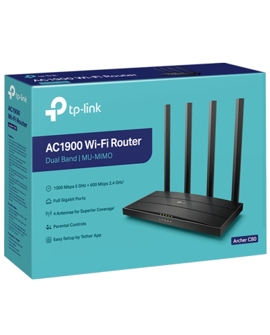ROUTER TP-LINK ARCHER C80 AC1900 1300+600MBPS DUAL BAND 4_ANTENAS
