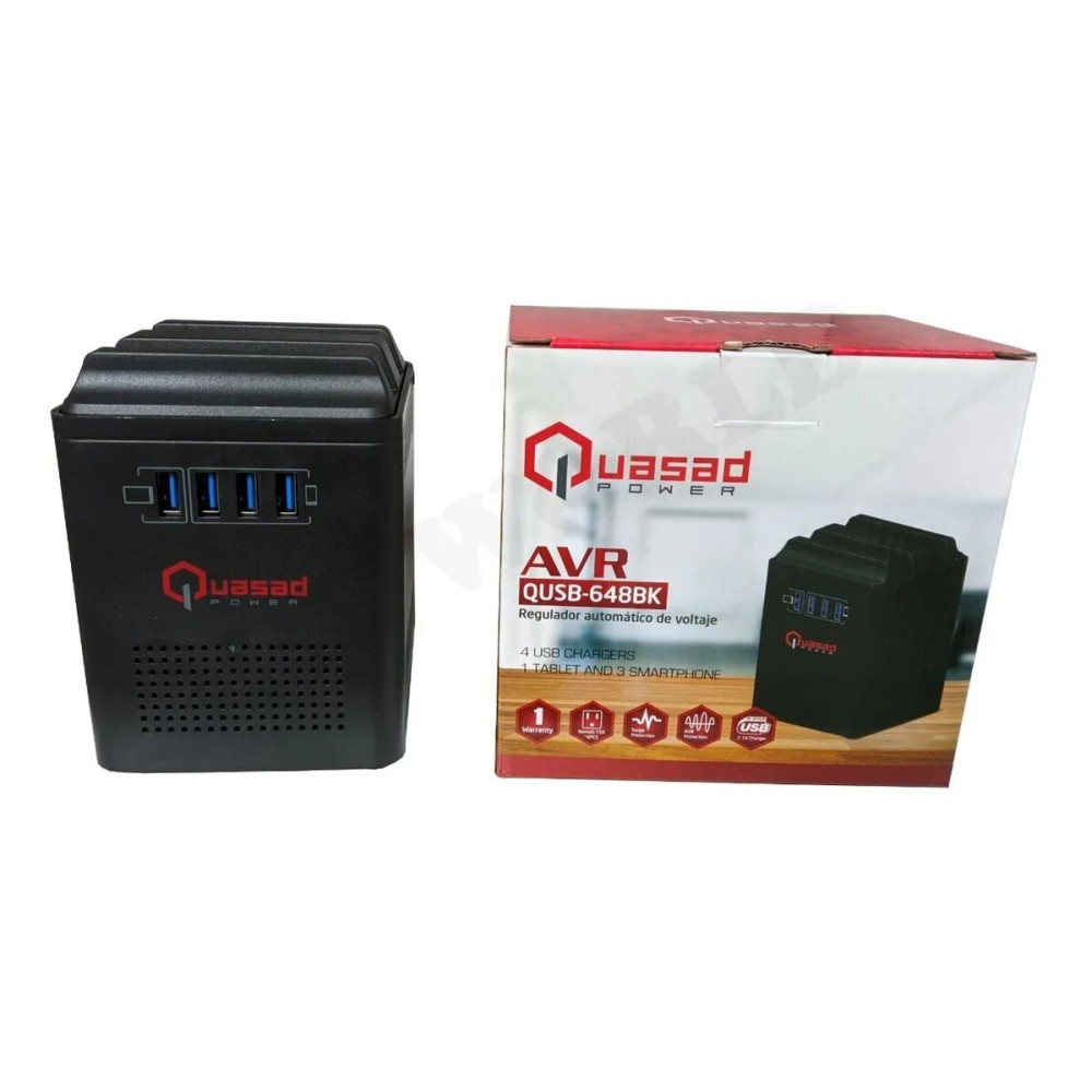 REGULADOR DE VOLTAJE QUASAD QUSB-648BK 4USB NEGRO