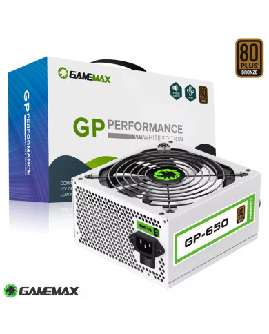 FUENTE DE PODER GAMEMAX 650W BLANCA 24P-8PIN 110-240V 1,5Mts
