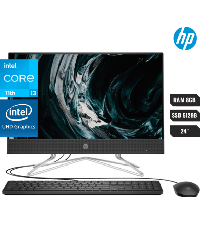 COMPUTADOR HP AIO 24-DF1512LA / PROCESADOR CORE i3-1125G4 / 8GB RAM / 512GB M.2 SSD / 23,8" FHD IPS