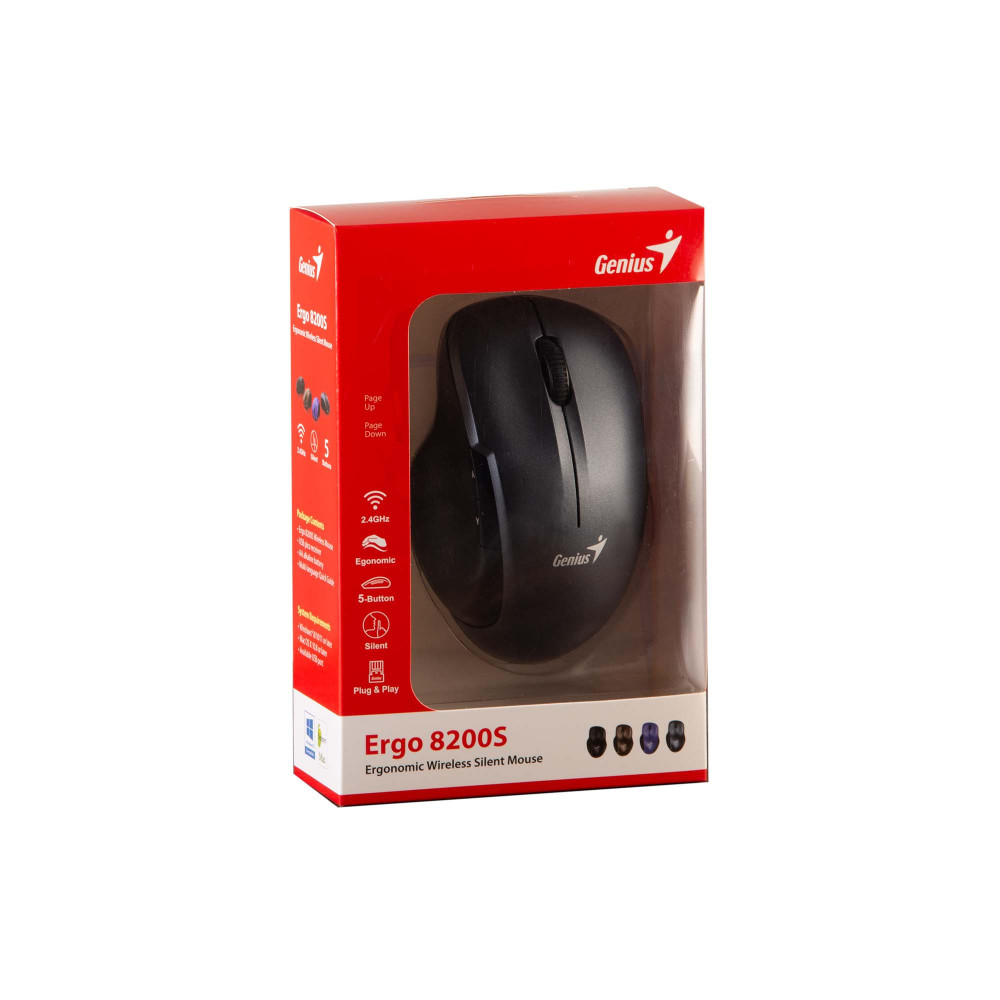 MOUSE GENIUS ERGO 8200S WIRELESS ERGO IRON GRIS SILENT