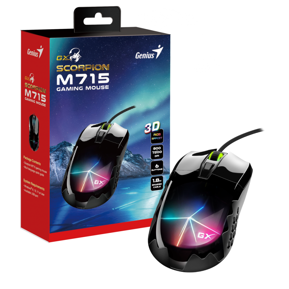 MOUSE GENIUS M715 SCORPION 3D USB RGB