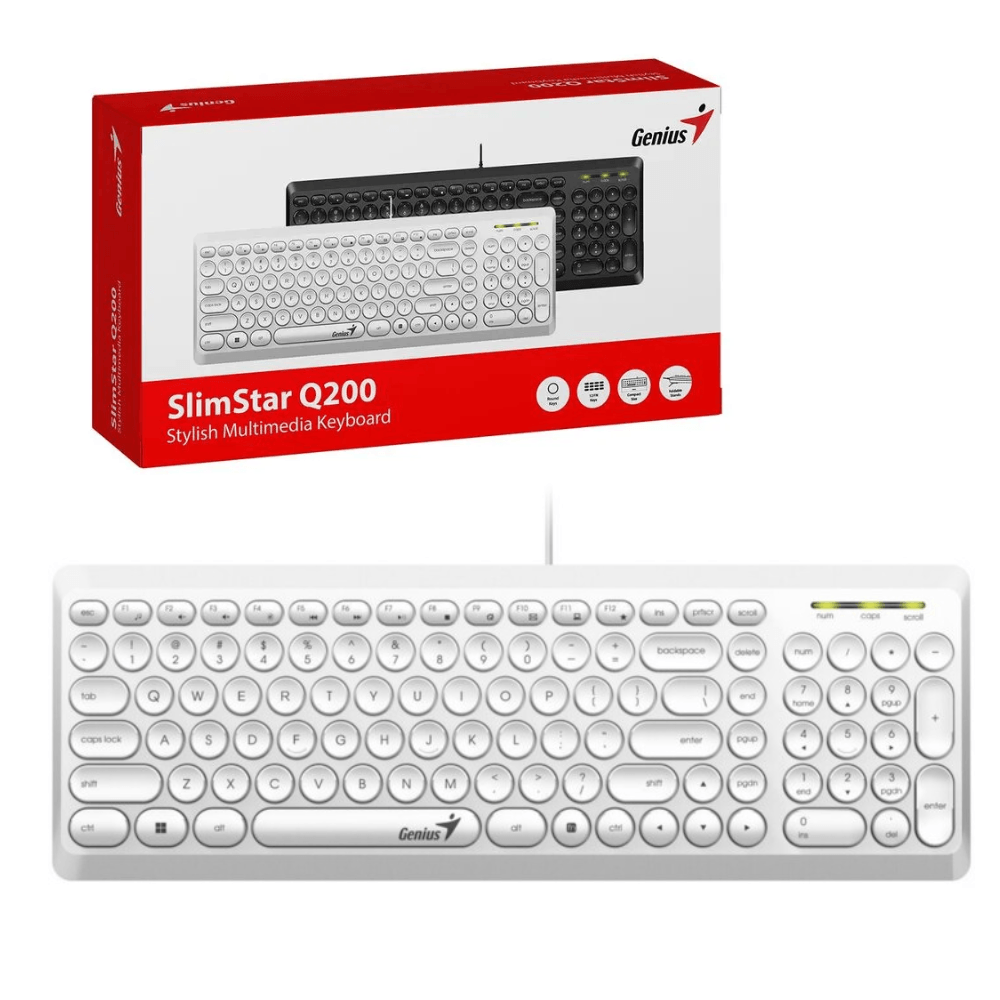 TECLADO GENIUS SLIMSTAR Q200 USB BLANCO