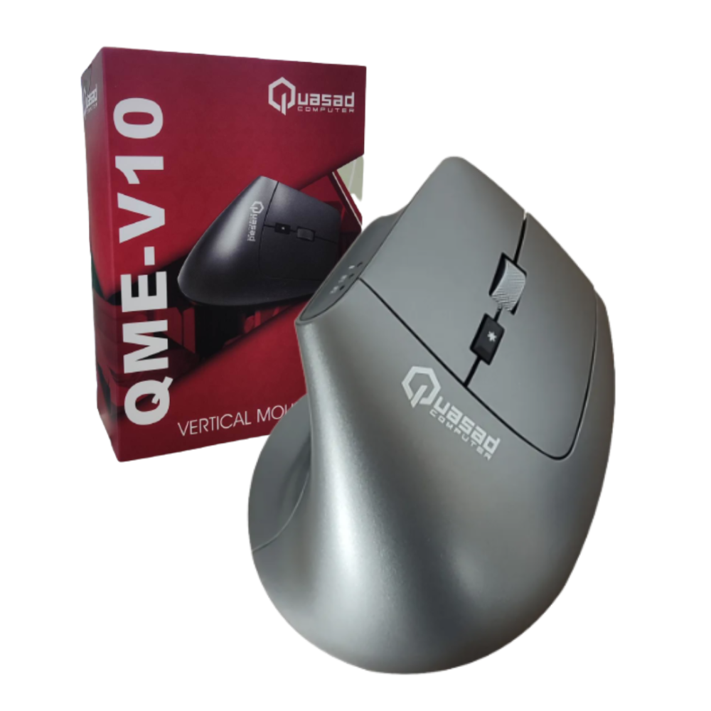 MOUSE QUASAD QM-V10 VERTICAL WIRELESS SILVER RECARGABLE