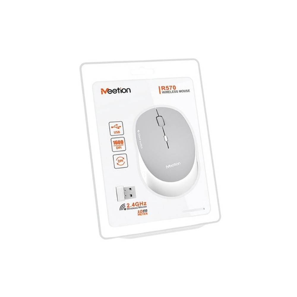 MOUSE MEETION MT-R570 WIRELESS BLANCO-GRIS