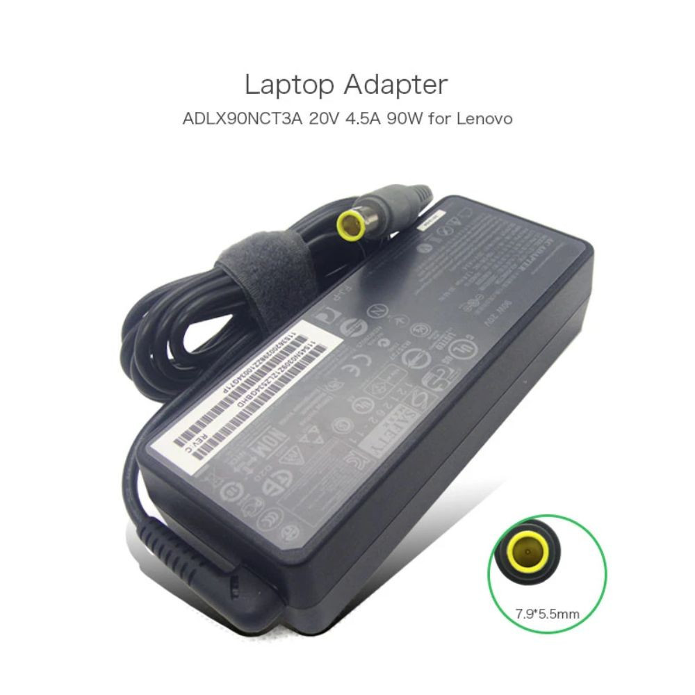 CARGADOR LENOVO 20V 4.5A 90W RECTANG. AMARILLA