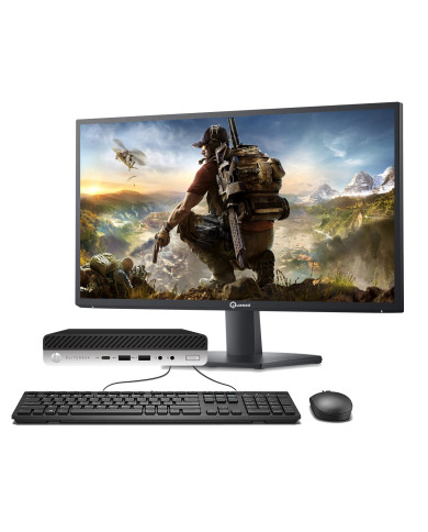 CPU HP ELITEONE 800-G3 MINI + MONITOR / CORE i5-6600 / 8GB RAM / DISCO SOLIDO
